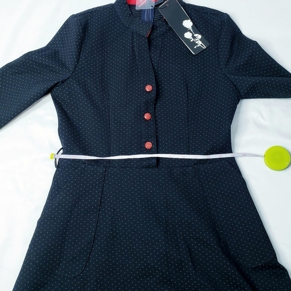 NWT Cyanine Sea Polka Dot Fit & Flare Dress Pin-up Rockabilly - Picture 7 of 11
